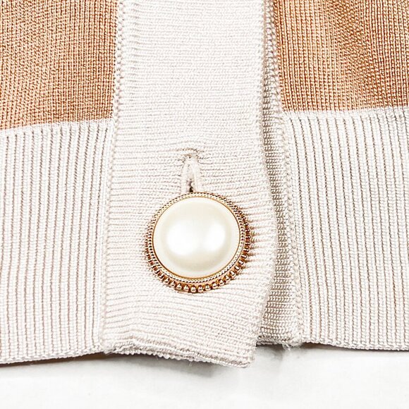 Babaton Legacy Cardigan Crew-Neck Structured Knit Pearl Dome Buttons - Size 2XS - Picture 4 of 5